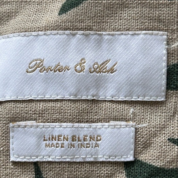 Porter & Ash Men's Green Floral Print Linen Blend Short Sleeve Shirt NWT - L - Picture 4 of 5